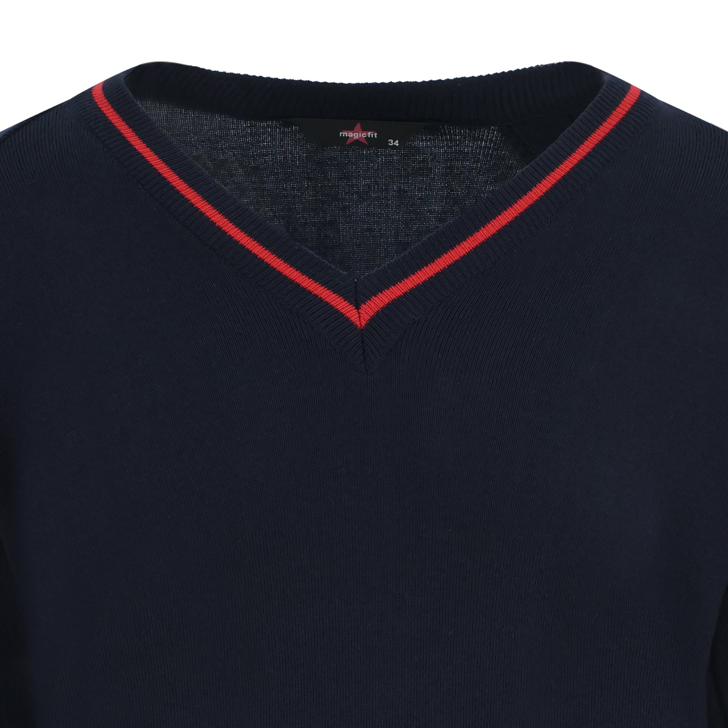 Ryde School Navy Sleeveless Jumper with Red Stripe