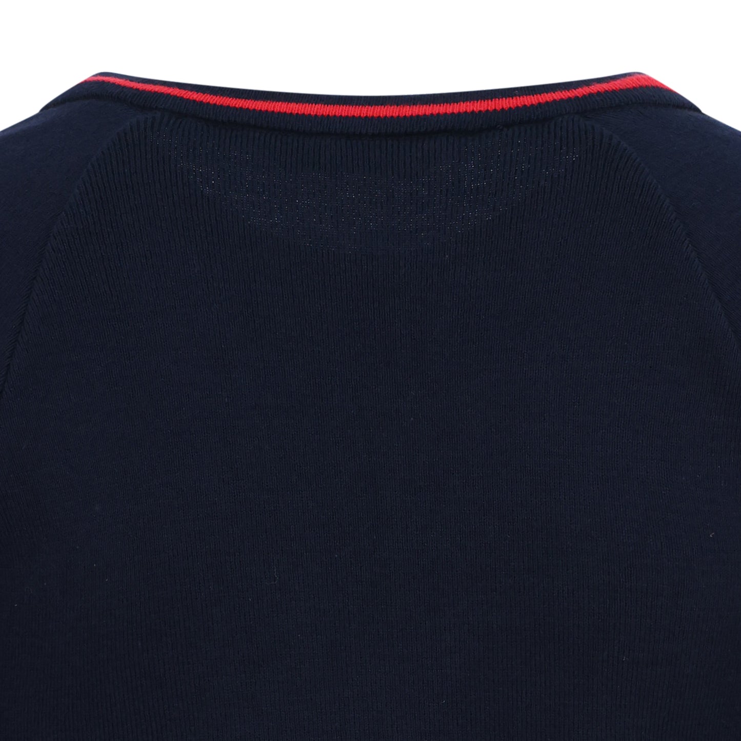 Ryde School Navy Sleeveless Jumper with Red Stripe