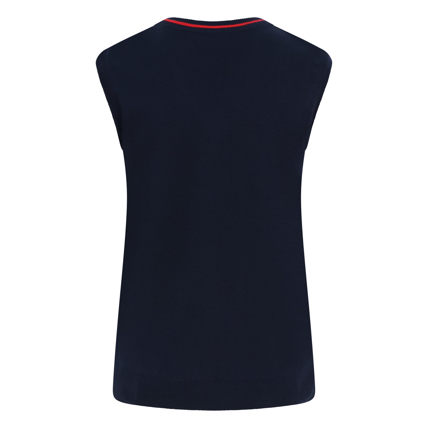 Ryde School Navy Sleeveless Jumper with Red Stripe