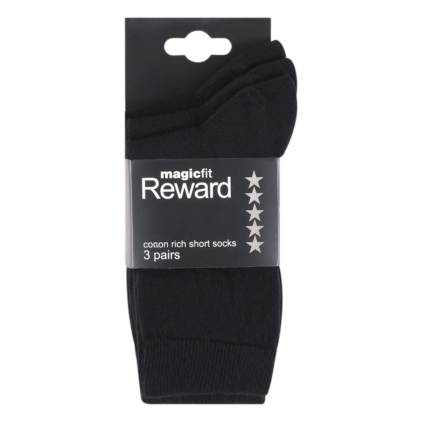 Magicfit Short Black Socks (3 Pack)