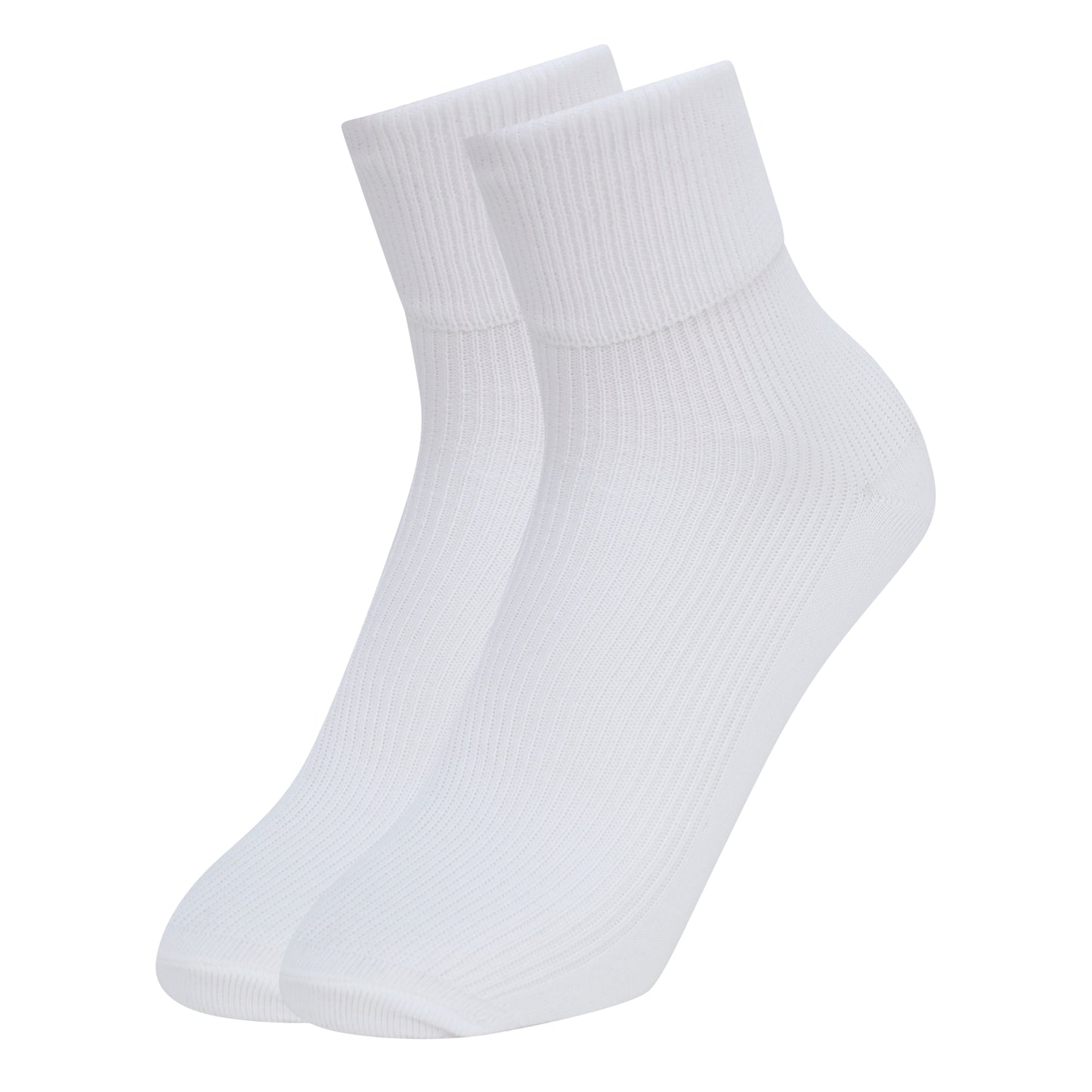 White Short Daywear Socks With Turn Down Top (2 Pack)