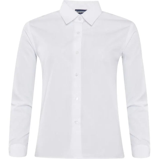 Long Sleeve Non Iron White Blouse - Twin Pack