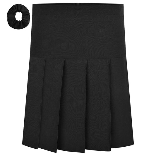 Stretch Black Pleated Skirt