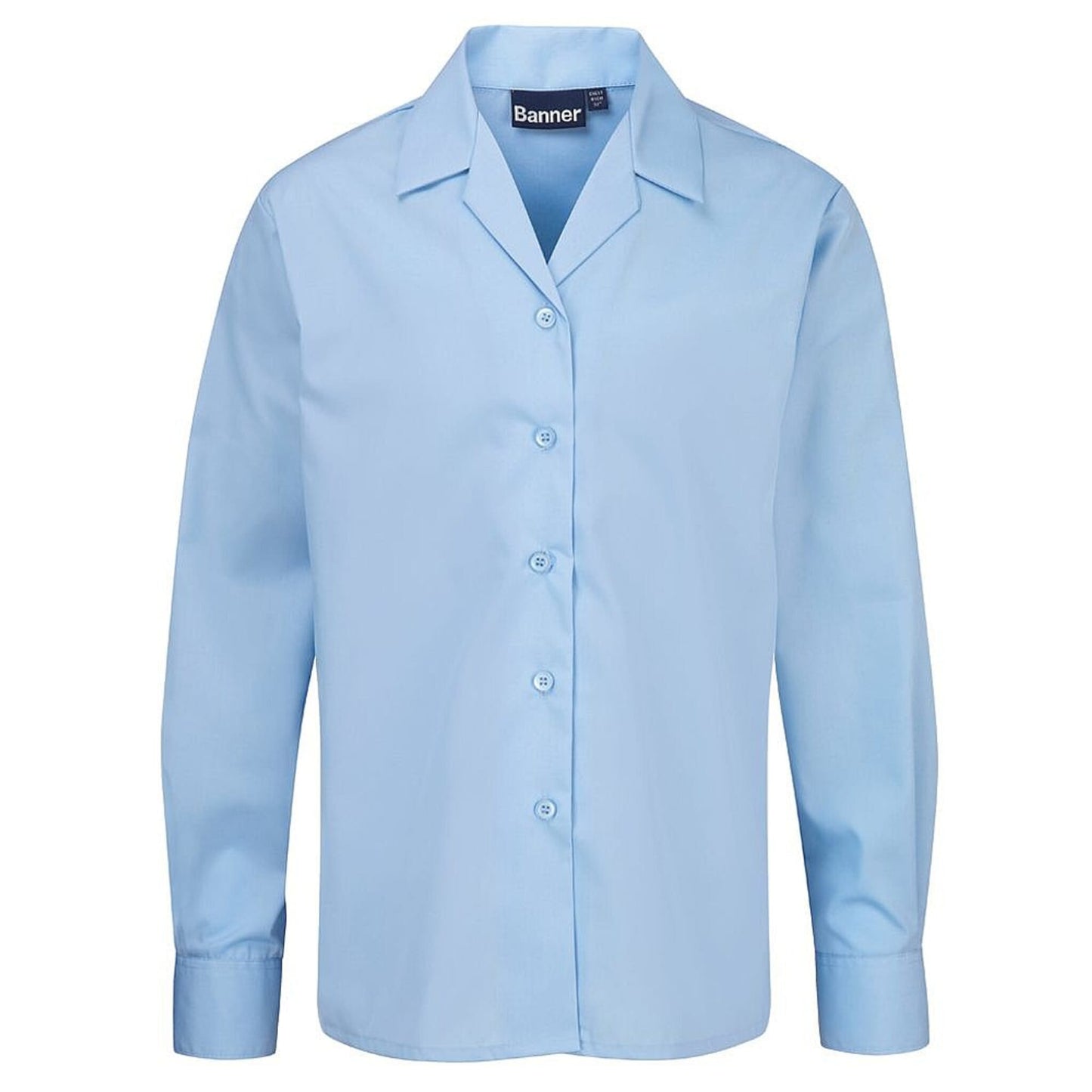 Long Sleeve Non Iron Blue Revere Blouse - Twin Pack