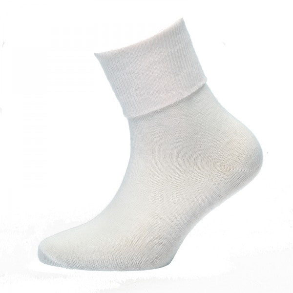 White Short Daywear Socks With Turn Down Top