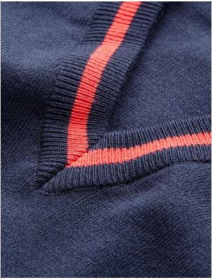 Ryde School Navy V-Neck Jumper with Red Stripe