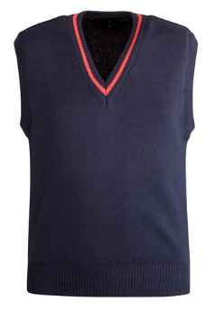 Ryde School Navy Sleeveless Jumper with Red Stripe