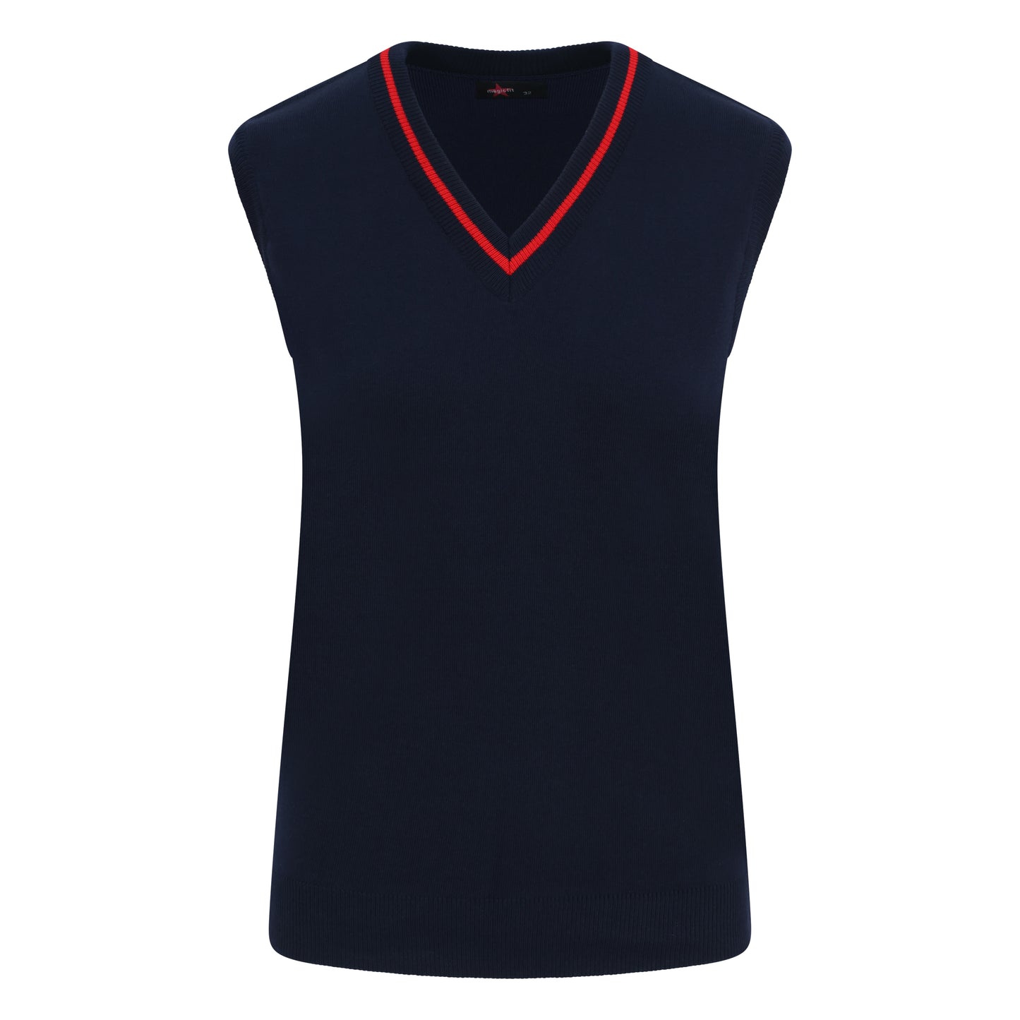 Ryde School Navy Sleeveless Jumper with Red Stripe