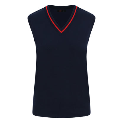 Ryde School Navy Sleeveless Jumper with Red Stripe