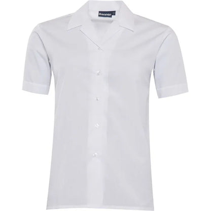 Short Sleeve Non Iron White Revere Blouse - Twin Pack