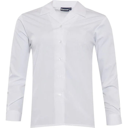 Long Sleeve Non Iron White Revere Blouse - Twin Pack