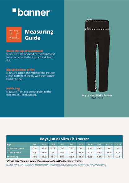 Elastic Back Junior Charcoal Trousers