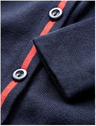 Ryde School Navy Cardigan With Red Stripe